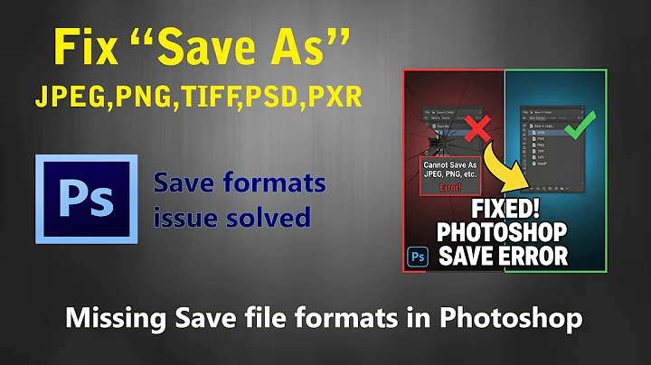 How To Fix Photoshop Save as only Showing PSD,PSB||Save as JPEG PNG Missing||Enable Legacy "Save As"