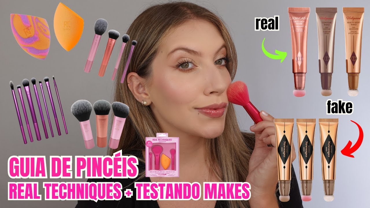 GUIA DE PINCÉIS DE MAQUIAGEM REAL TECHNIQUES + TESTANDO MAKES DA SHEIN 🩷✨