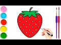 How to Draw Strawberry🍓 | स्ट्राबेरी कैसे आकर्षित करें| Fruit Drawing for Kids | Art Gallery