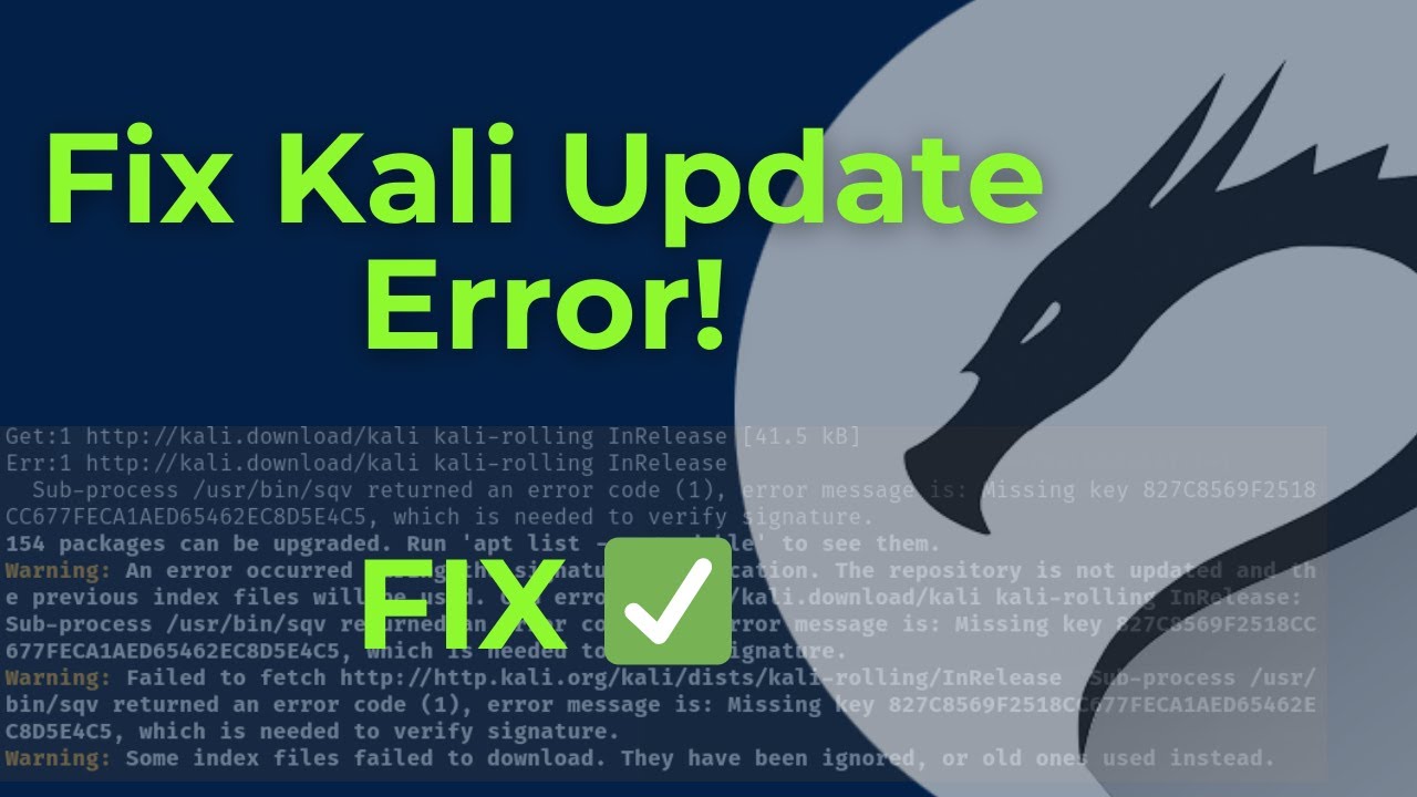 Fix Kali Linux Update & Upgrade Errors | New Archive Signing Key Fix ...