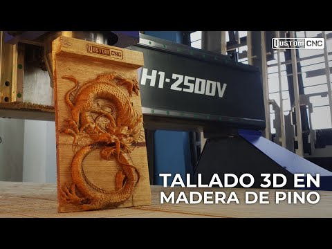 Tallado 3D en madera de pino de dragón oriental hecho con un router CNC -  Qustom CNC 