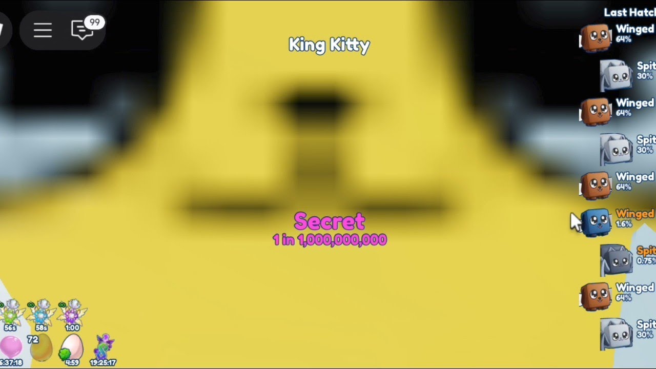 My alt casually pulling *6* secrets from the 500M Egg (King Kitty!) || Bubble Gum Simulator Infinity