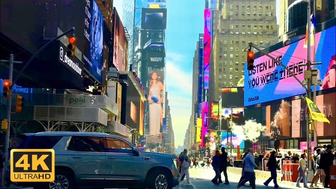 Driving Through TIMES SQUARE Manhattan NYC 4K POV Daytime | Grand Central Terminal → Lincoln Tunnel