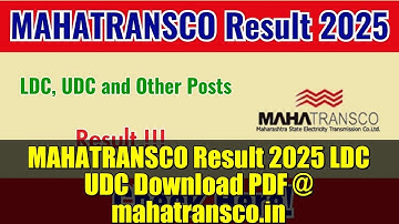 MAHATRANSCO Result 2025 LDC UDC Download PDF @ mahatransco.in