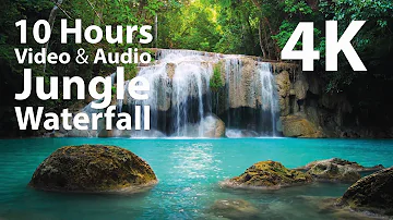 4K UHD 10 hours - Jungle Waterfall - mindfulness, ambience, relaxing, meditation, nature