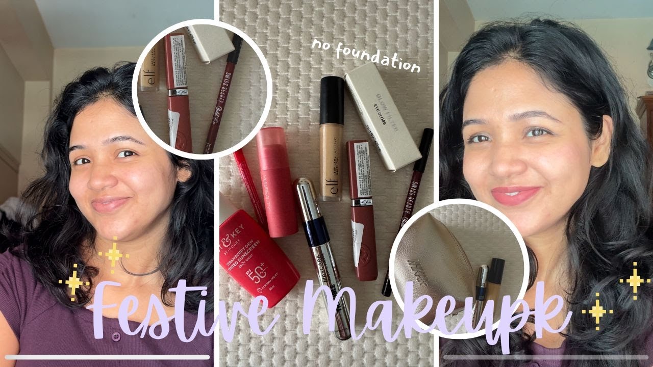 ✨ Quick & Easy Dewy Makeup for Festive Season | Easy & Glowy Look🌸🪔