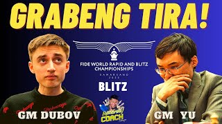 NAGULAT AKO SA TIRADA! PINAKAIN LANG PIYESA! Dubov vs Yu! Fide Blitz World Chess Championship 2023