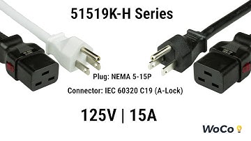 NEMA 5-15P to IEC 60320 C19 (A-Lock) Power Cords | World Cord Sets Inc.