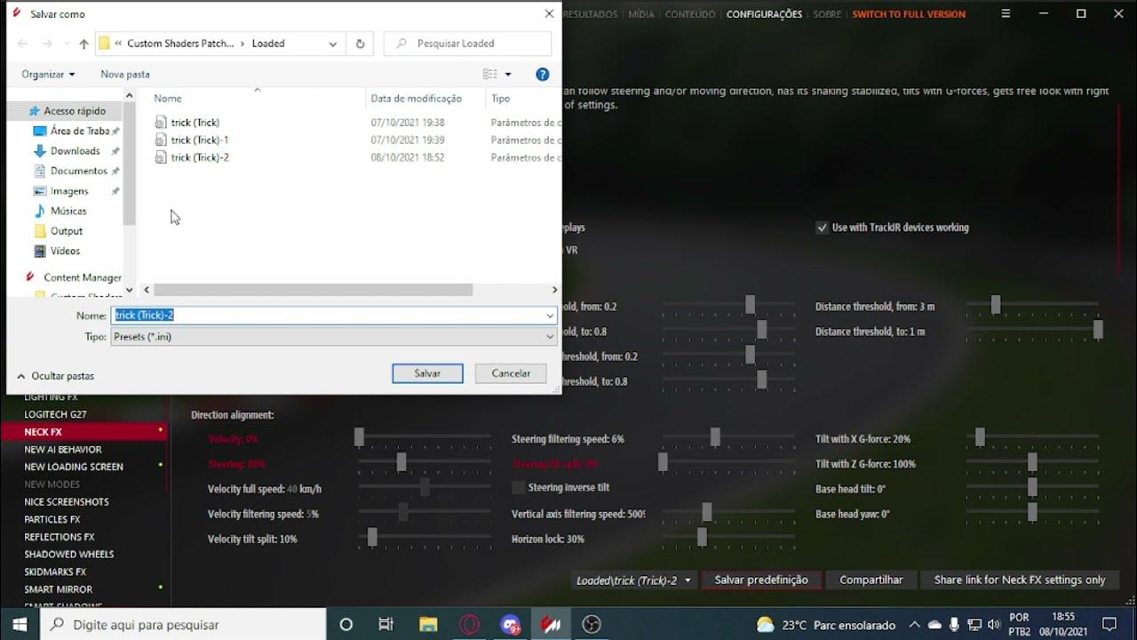 COMO CONFIGURAR O NECK FX NO ASSETTO CORSA SETUP DRIFT YouTube