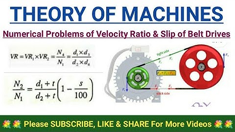 Numerical Problems of Velocity Ratio & Slip of Belt Drives || V.R. || Slip of Belt || Compound Belt