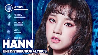 (G)I-DLE - HANN (Alone) 한/一 (Line Distribution + Lyrics Color Coded) PATREON REQUESTED Resimi