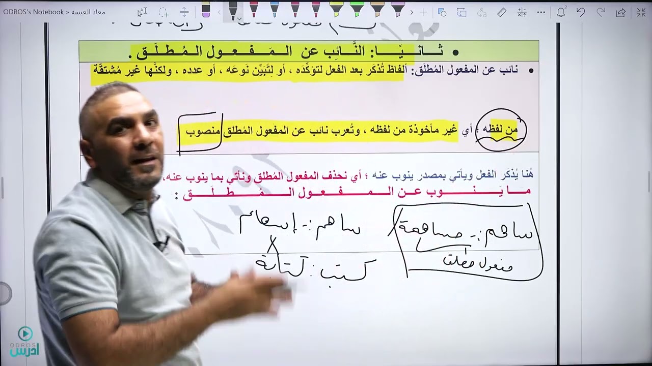 المفعول المطلق الجزء الثاني  جيل ٢٠٠٩ العربية لُغتي المتقدم الأستاذ معاذ العيسه 