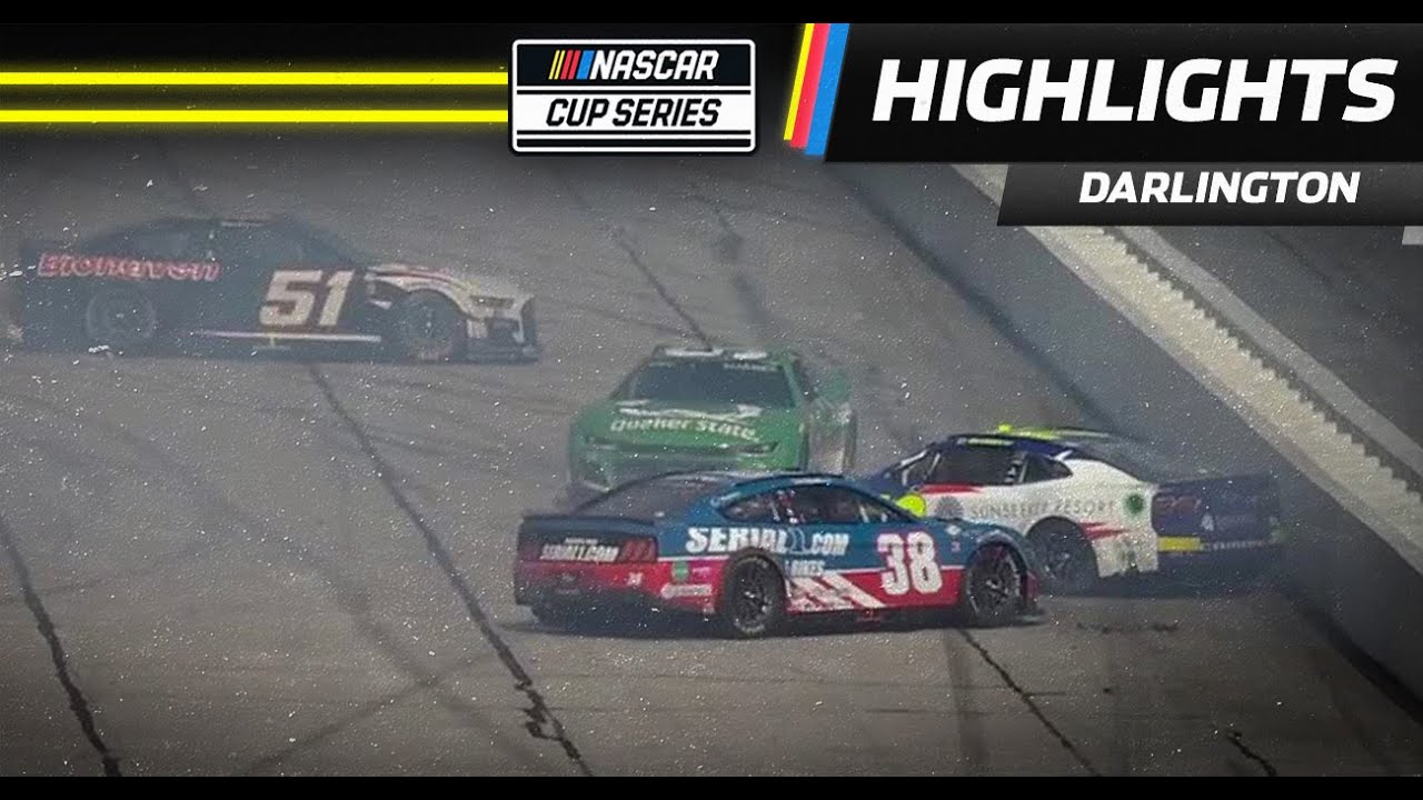 Big wreck triggered on Stage 3 restart at Darlington Raceway NASCAR