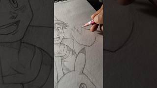 Drawing Ash And pikachu together 💀 #shorts