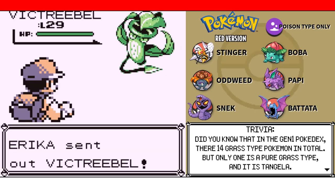 EP04 - See That Victreebel? It Spammed Wrap on My First Try  - POKEMON RED - POISON TYPE ONLY