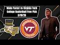 College Basketball Pick - Wake Forest vs Virginia Tech Prediction, 3/10/2026 Free Best Bets & Odds