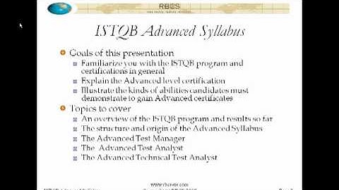 The ISTQB Advanced Syllabus Part 1