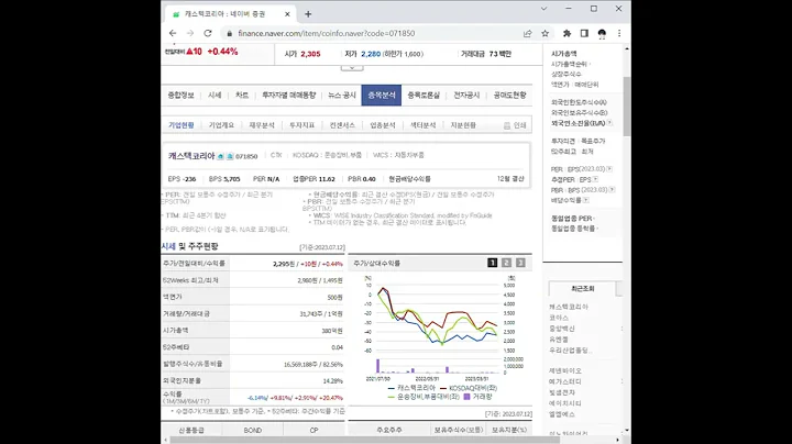 071850캐스텍코리아 주가 전망 및 차트 분석