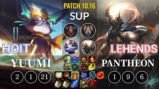 DWG Hoit Yuumi vs HLE Lehends Pantheon Sup - KR Patch 10.16