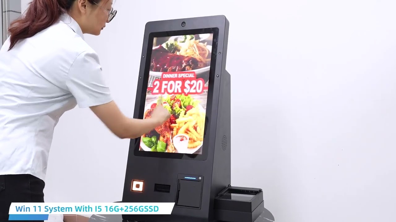 OCR Passport Reader 24 Inch Desktop Hotel Check In Self Service Kiosk with Camera Microphone