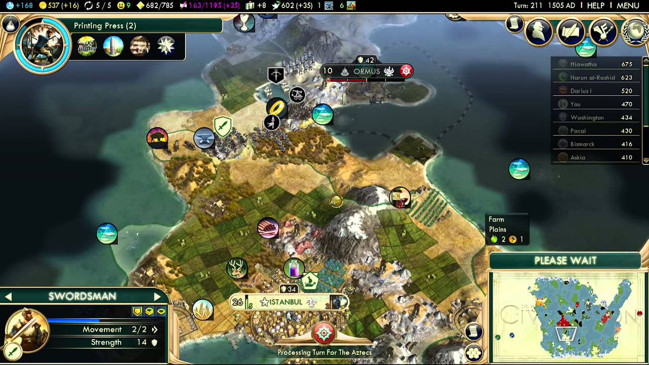 Civ V Live (Ottoman) 12 Emperor, 12 Player, Standard Speed