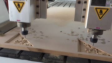 Heavy duty double heads Rhino brand wood cnc router workinig video