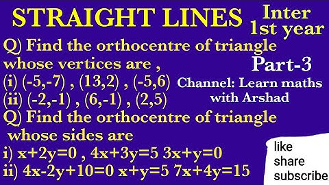STRAIGHT LINES Part-3; Inter I-yr. 11th class; ORTHOCENTRE ; urdu/hindi By Arshad sir.