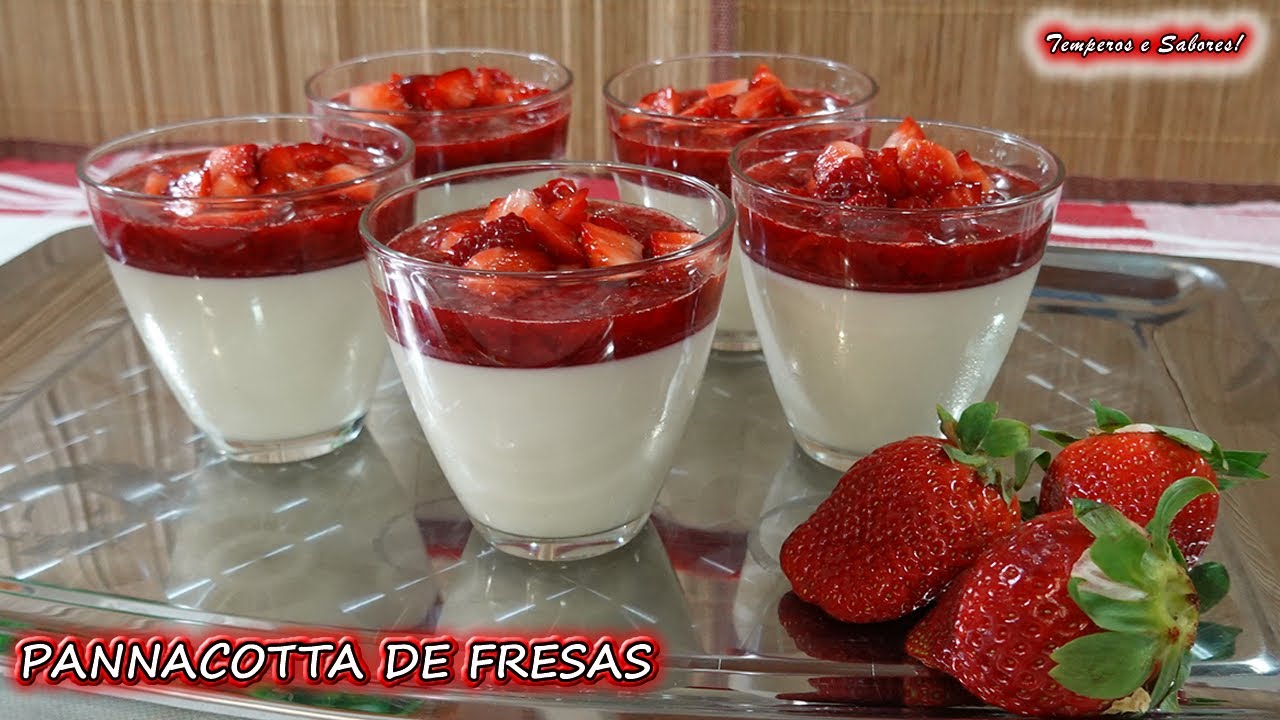 PANNACOTTA DE FRESAS Postre muy fácil, rápido de hacer y delicioso