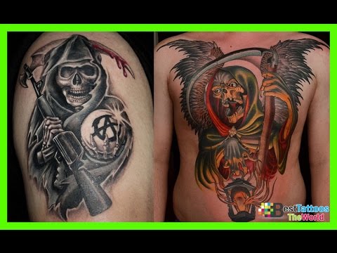 Neotraditional grim reaper tattoo on the thigh  Reaper tattoo Trendy  tattoos Traditional tattoo