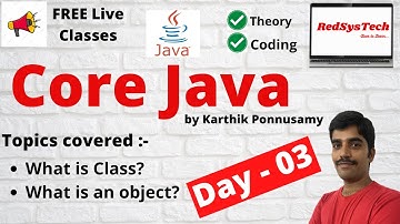 Core Java Basic Concepts | FREE Live Classes - Day - 03 | Java | Java Tutorial | JAVA | RedSysTech