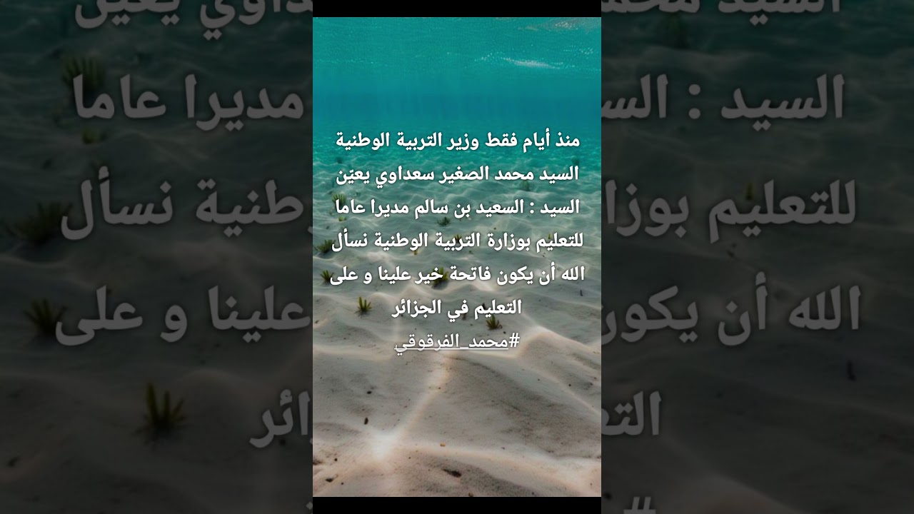 وزير التربيةالوطنية منذ أيام يعين السيد السعيد بن سالم مديرا عاما للتعليم بوزارة التربيةالوطنية 2026