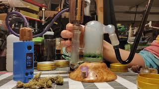 Tetrax barrel sesh with the burl ashcatcher, herb, and rosin.