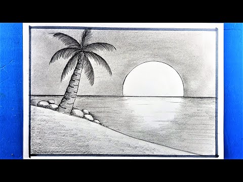 How to Draw Sunset Scenery | Easy Drawing with Pencil | Pencil Sketch  Drawing | Landscape Drawin… | Landscape drawings, Landscape drawing easy,  Easy nature drawings