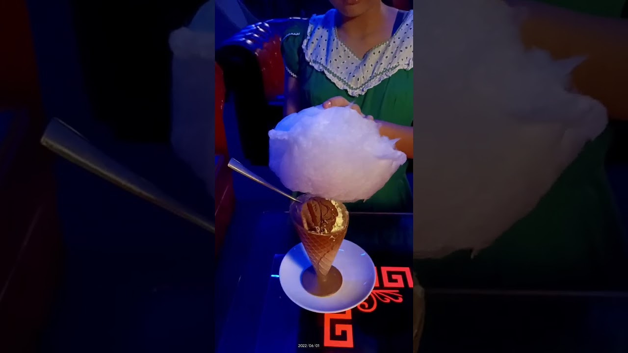 'Floating' cotton candy on top of Mt Choco Ice Cream
