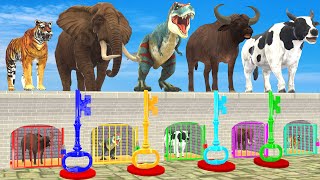 Cow Elephant Gorilla Dinosaur Guess The Right Key ESCAPE ROOM CHALLENGE Wild Animals Crossing Founta