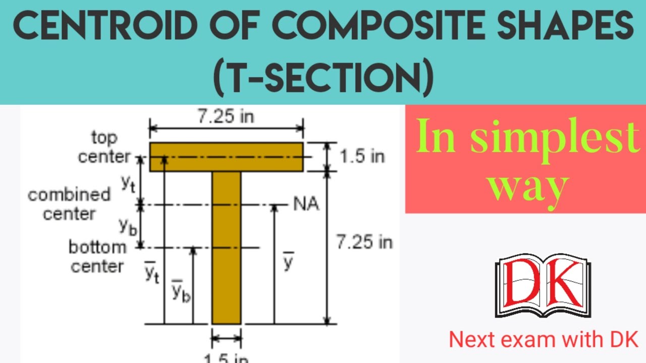Centroid of composite shapes t section youtube