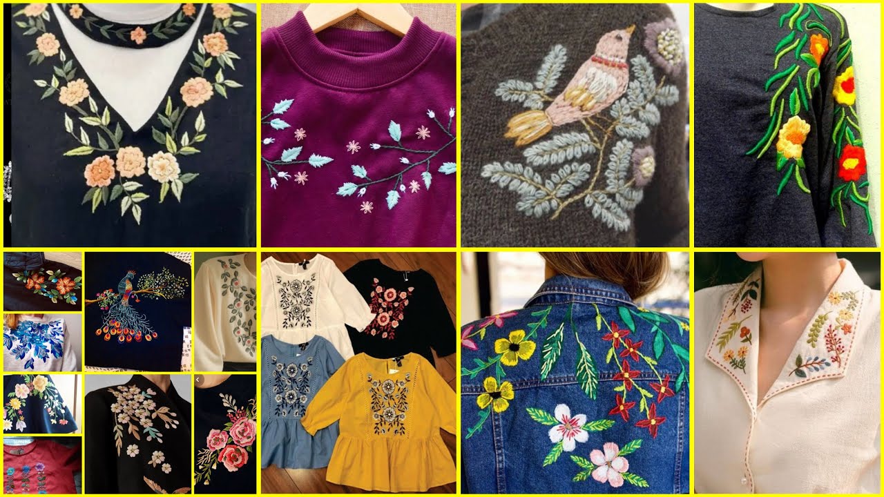 Hand embroidery designs for dresses/ floral embroidery / embroidery ideas #embroidered #handbroidery