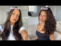 Straight to Curly Wash &amp; Style Routine | No Heat damage