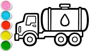 Coloring Oil Tanker Truck for Kids | Learn Colors with Truck Drawing Fun Easy Art Video