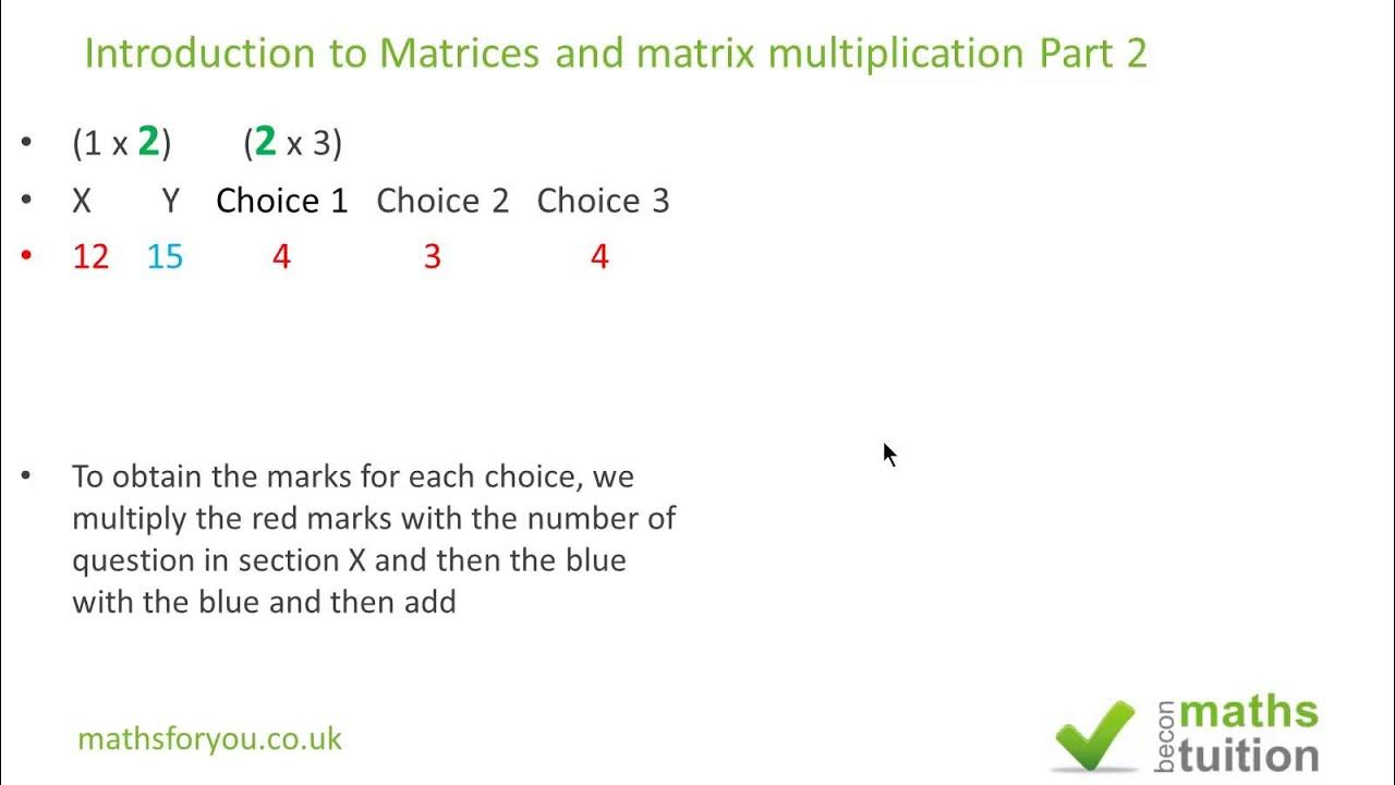 Introduction to matrices and Matrix Multiplication, iGCSE, A Level ...