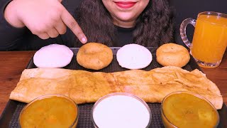 ASMR : EATING INDIAN BREAKFAST : IDLI, VADA, MASALA DOSA WITH COCONUT CHUTNEY AND SAMBAR |