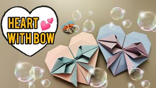 Cute Paper HEART WITH BOW I Easy Origami Tutorial DIY
