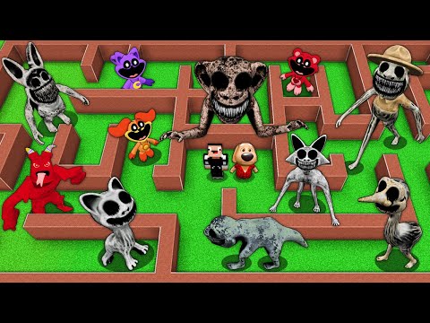 видео: SURVIVAL IN MAZE WITH ZOONOMALY & SMILING CRITTERS CATNAP DOGDAY in Minecraft Garten of BanBan 7