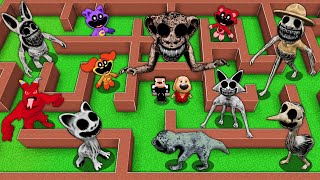 SURVIVAL IN MAZE WITH ZOONOMALY & SMILING CRITTERS CATNAP DOGDAY in Minecraft Garten of BanBan 7