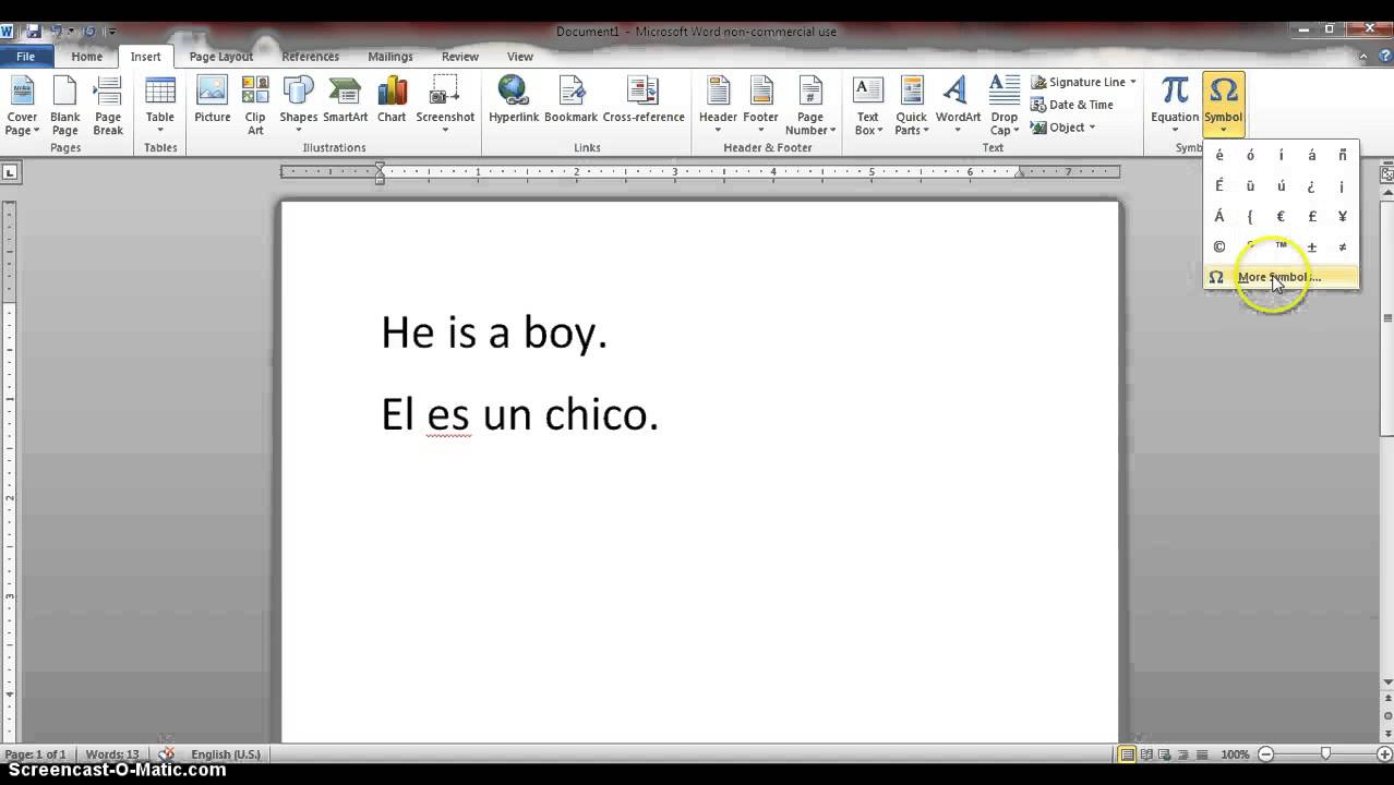 How to write spanish accents in word