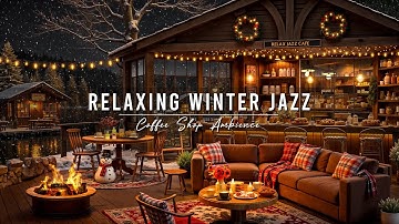 Relaxing Winter Jazz in Lakeside ⛄ Cozy Coffee Porch Ambience & Soft Jazz Background Music to Study