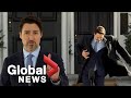 Justin Trudeau forgets his coat during outdoor press conference