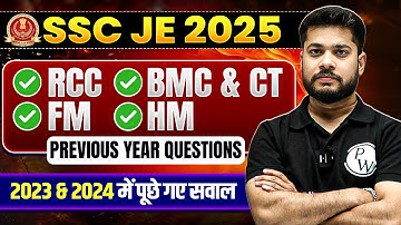 RCC, BMC & CT, Fluid Mechanics | SSC JE Previous Year Question Paper | SSC JE PYQs 2025