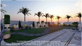 Realistic Landscape of Garden 3D Visualization. Outdoor Design Render