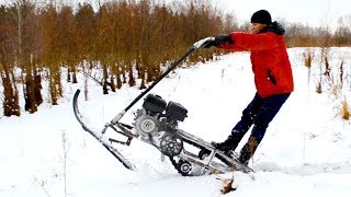 Самодельный снегокат (snow bike) Васюган с подвеской. Первый выезд
